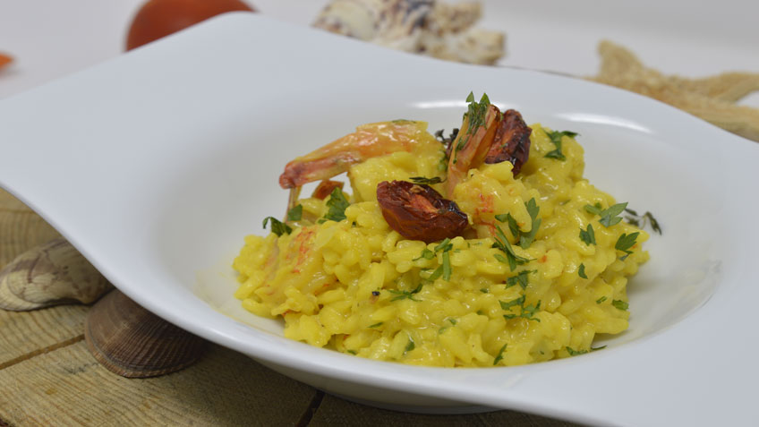 Risotto with shrimps and saffron